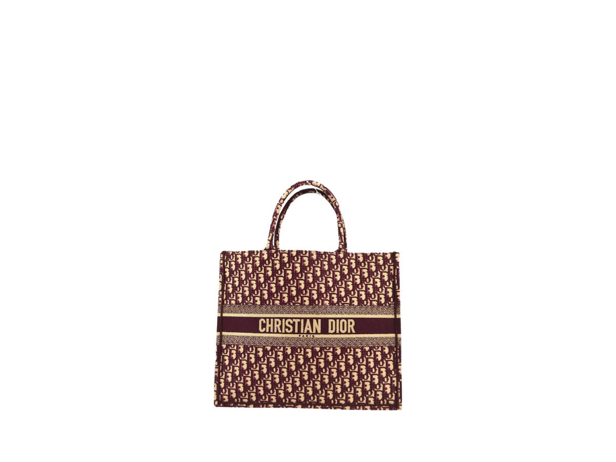 Dior Dior Oblique Book Tote Large Bag In Bordeaux Canvas