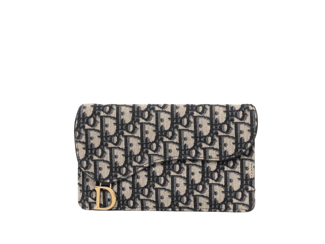 Dior Dior Saddle Wallet Navy Oblique Ghw Navy