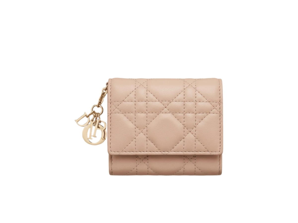 Dior Dior Tri-Fold Wallet Cannage Compact Wallet Beige