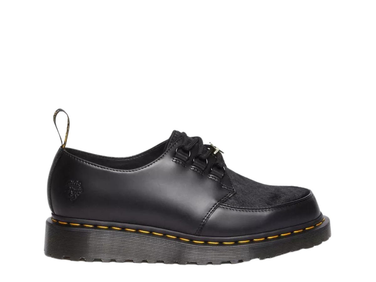Dr. Martens Dr. Martens Ramsey Girls Don't Cry Hair-on Leather Creeper Shoes Black-Smooth+Hair On