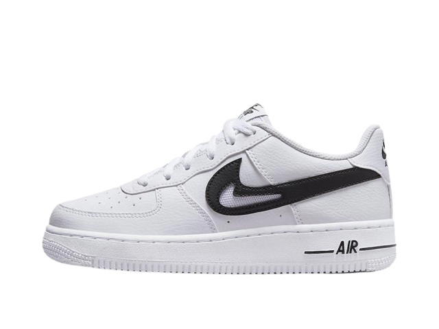 Nike Nike Air Force 1 Low Cut Out Swoosh White Black GS - view 2