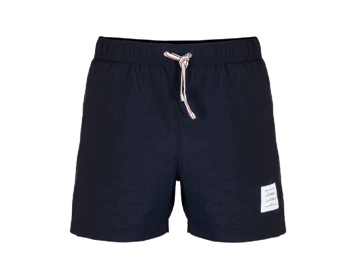 Thom Browne THOM BROWNE DRAWCORD WAIST SWIM SHORTS IN NAVY