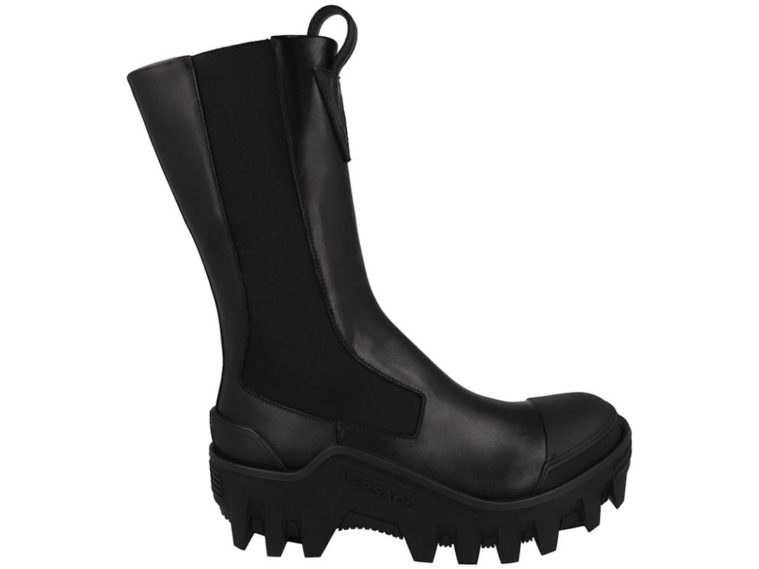 Versace Versace Mid-Calf Leather Chelsea Boots Black (Women's)