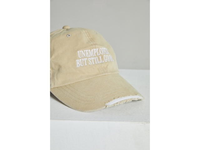 DUCKYBOY Duckyboy Ripped Cap Unemployed But Still Good Beige - view 3