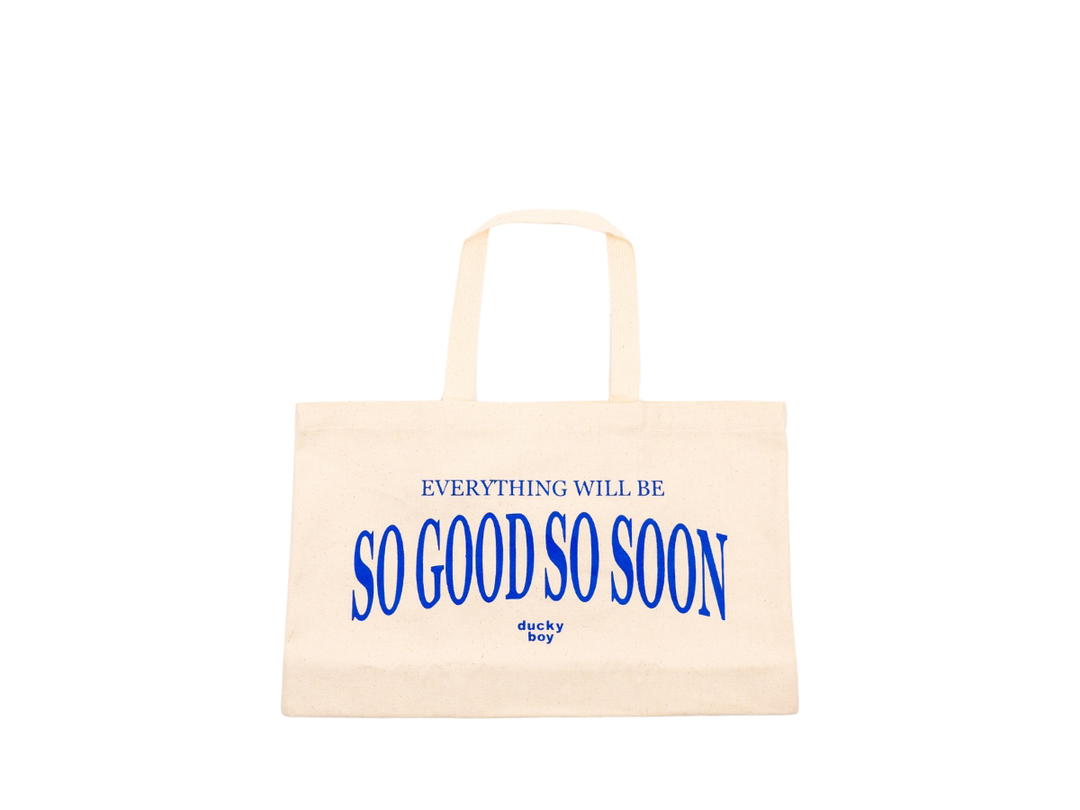 DUCKYBOY Duckyboy So Good So Soon Tote Ivory Royal Blue