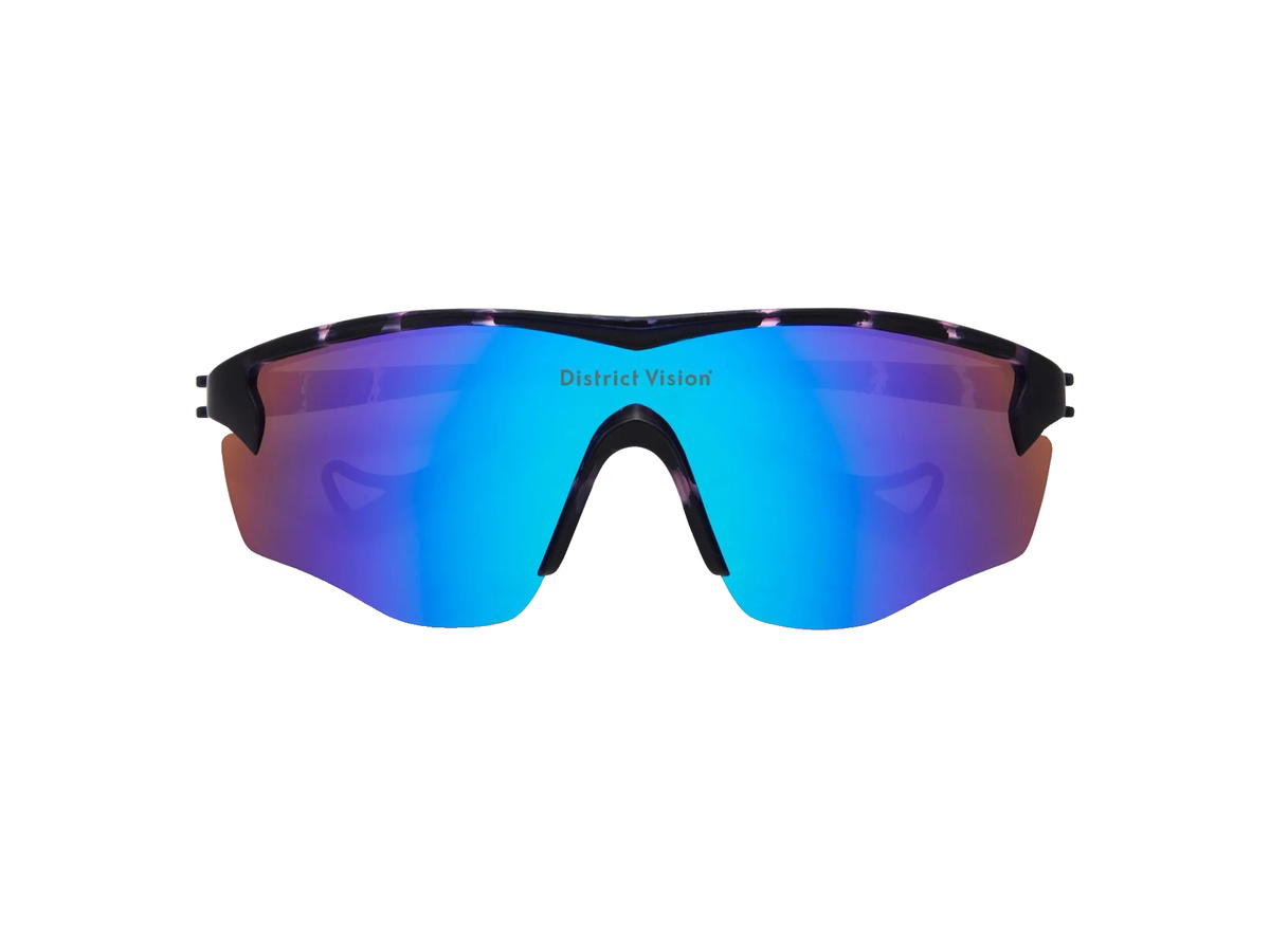 District Vision District Vision Junya Racer Glasses Navy Pink Mosaic D+ Blue Mirror Lenses