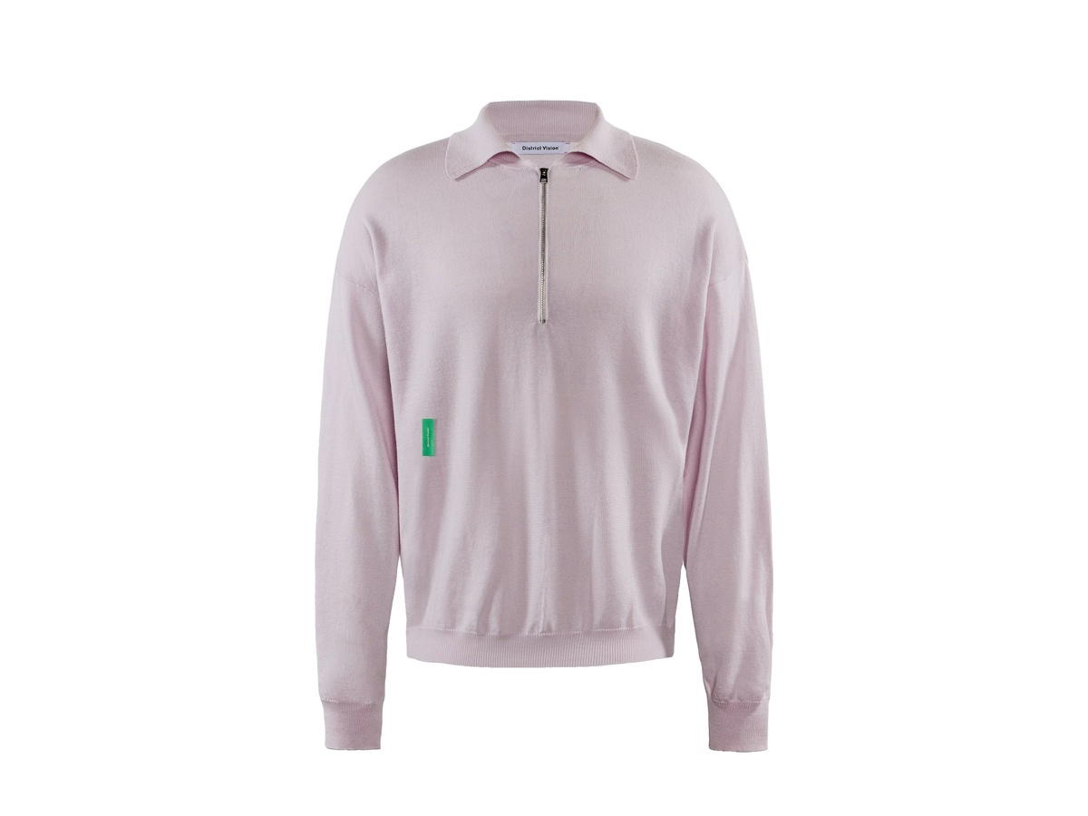 District Vision District Vision Merino Wool Quarter Zip Sweater Lilac Grey