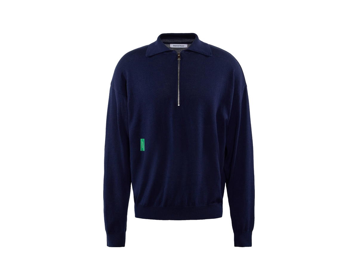 District Vision District Vision Merino Wool Quarter Zip Sweater Navy