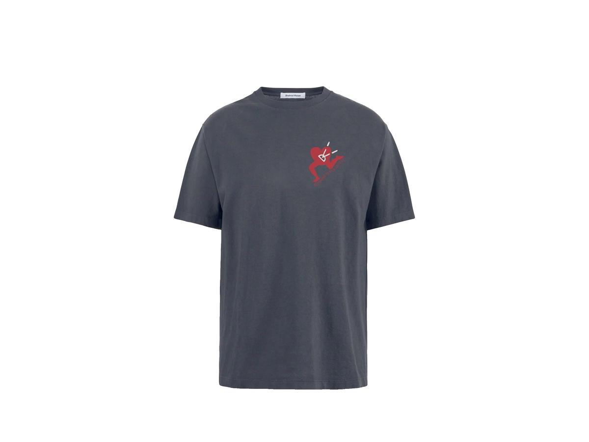 District Vision District Vision California Cotton Tee Run With Heart Coastal Grey