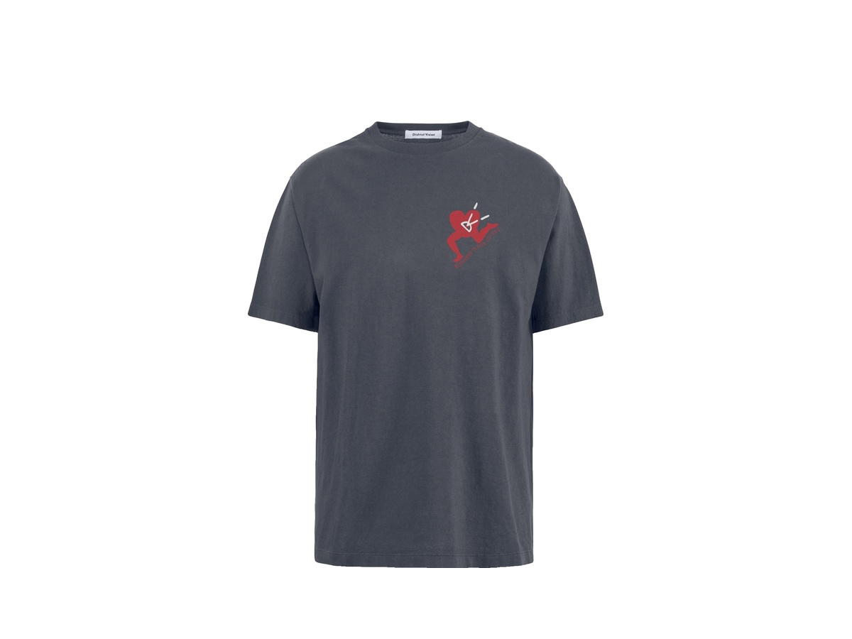 District Vision District Vision California Cotton Tee Run With Heart Coastal Grey