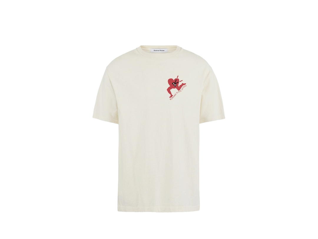 District Vision District Vision California Cotton Tee Run With Heart Vintage White