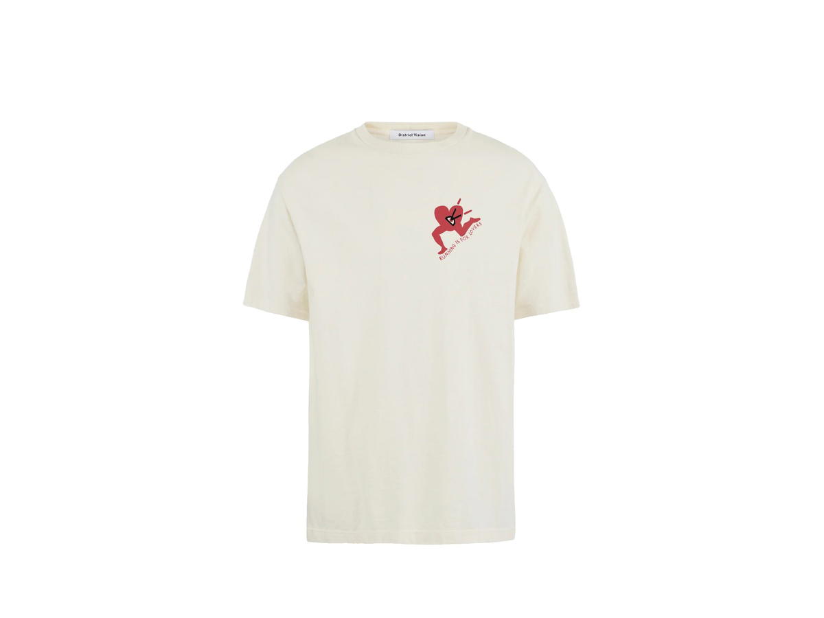 District Vision District Vision California Cotton Tee Run With Heart Vintage White
