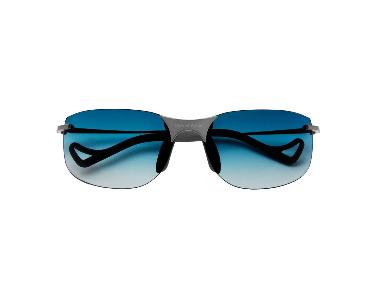 District Vision District Vision Miho Windstream Ti Glasses Glossy Graphite D+ Blue Gradient Lenses