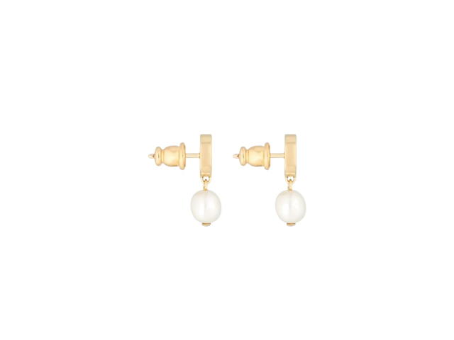 Dior Dior Petit CD Earrings Gold-finish Metal And White Resin Pearls Single Spiral - view 3