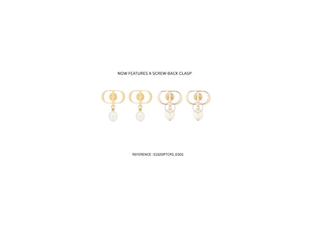 Dior Dior Petit CD Earrings Gold-finish Metal And White Resin Pearls Single Spiral - view 4
