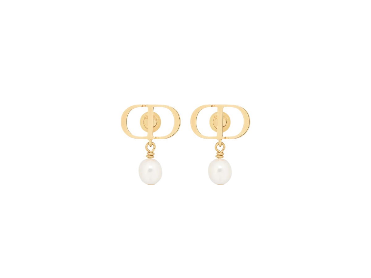 Dior Dior Petit CD Earrings Gold-Finish Metal And White Resin Pearls Double Spiral (2025)