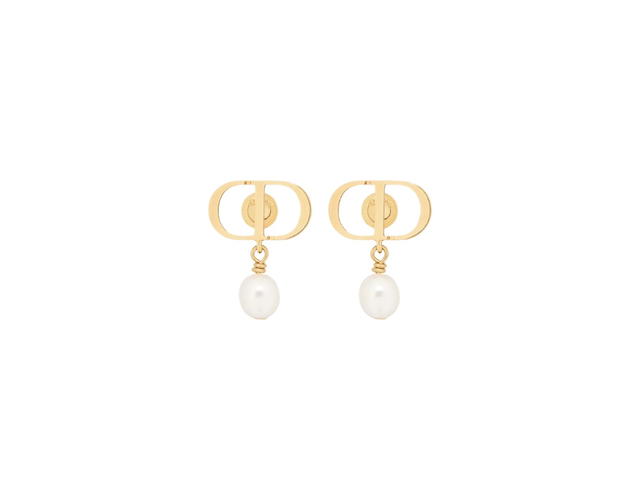 Dior Dior Petit CD Earrings Gold-Finish Metal And White Resin Pearls Double Spiral (2025) - view 1