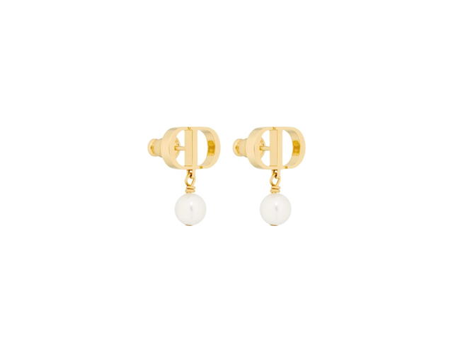 Dior Dior Petit CD Earrings Gold-Finish Metal And White Resin Pearls Double Spiral (2025) - view 2