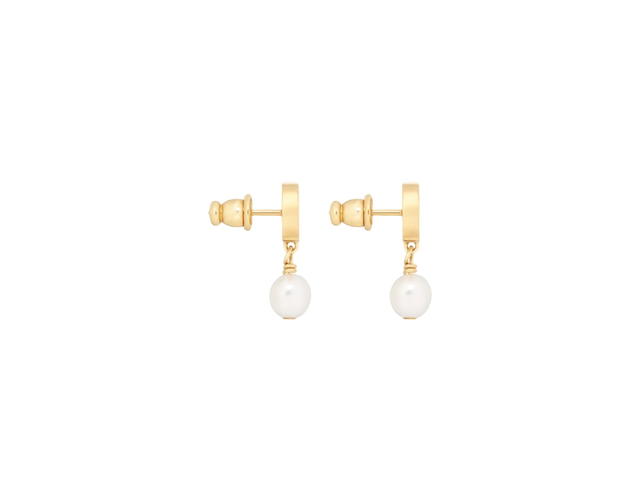 Dior Dior Petit CD Earrings Gold-Finish Metal And White Resin Pearls Double Spiral (2025) - view 3