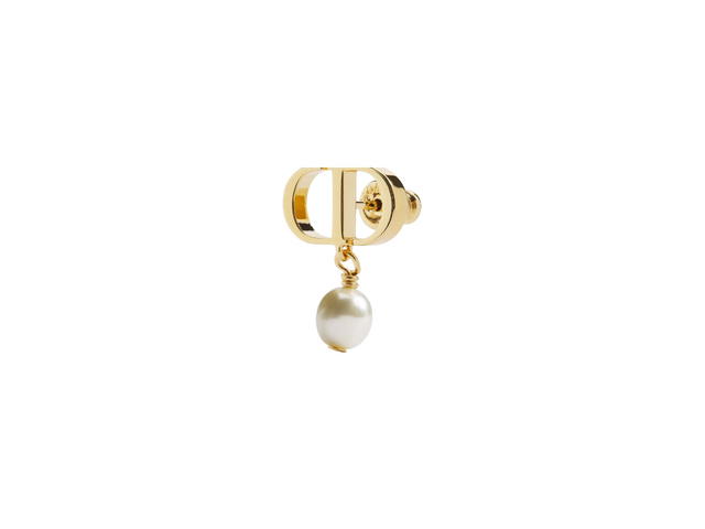 Dior Dior Petit CD Earrings Gold-Finish Metal And White Resin Pearls Double Spiral (2025) - view 4