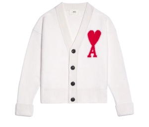 Buy Ami Paris AMI de Coeur Oversize Intarsia Cardigan Off White Red at Sasom – Authentic and Ready to Ship
