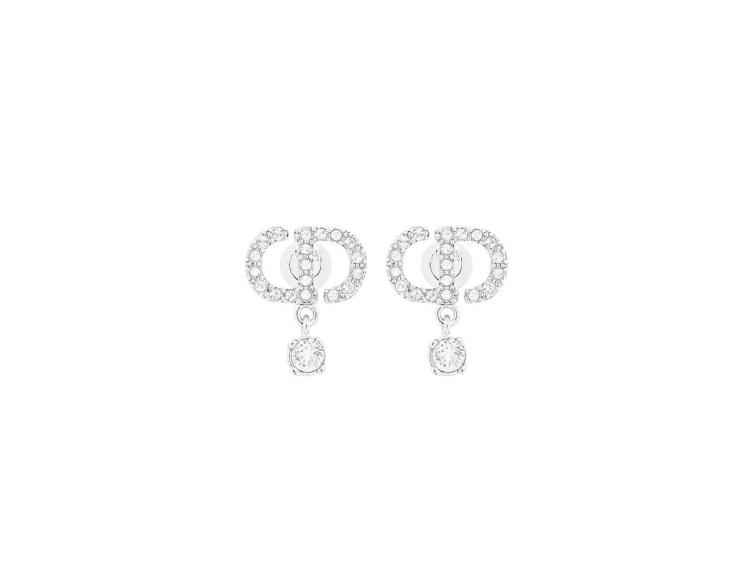 Dior Dior Petit CD Earrings Silver Crystal White