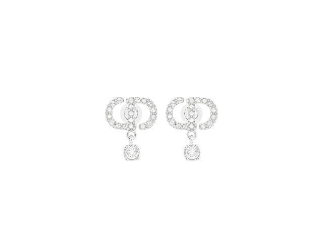Dior Dior Petit CD Earrings Silver Crystal White - view 1