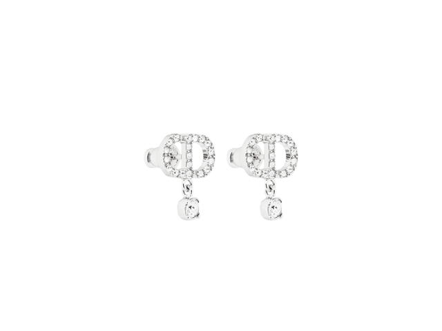 Dior Dior Petit CD Earrings Silver Crystal White - view 2
