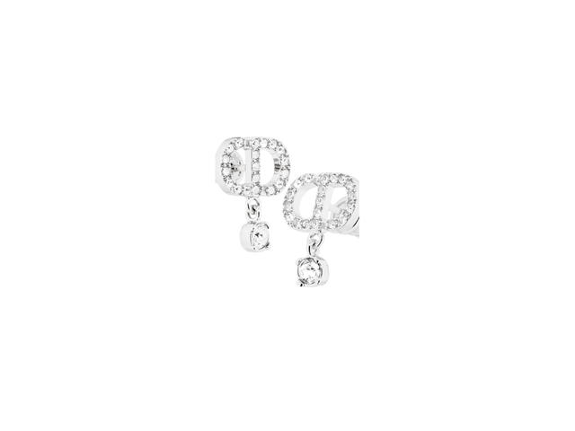 Dior Dior Petit CD Earrings Silver Crystal White - view 4