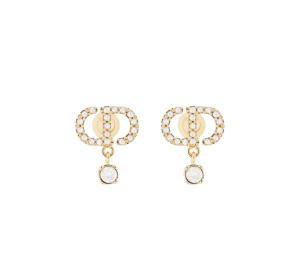 Buy Dior Petit CD Earrings Gold Crystal White at Sasom – Authentic and Ready to Ship