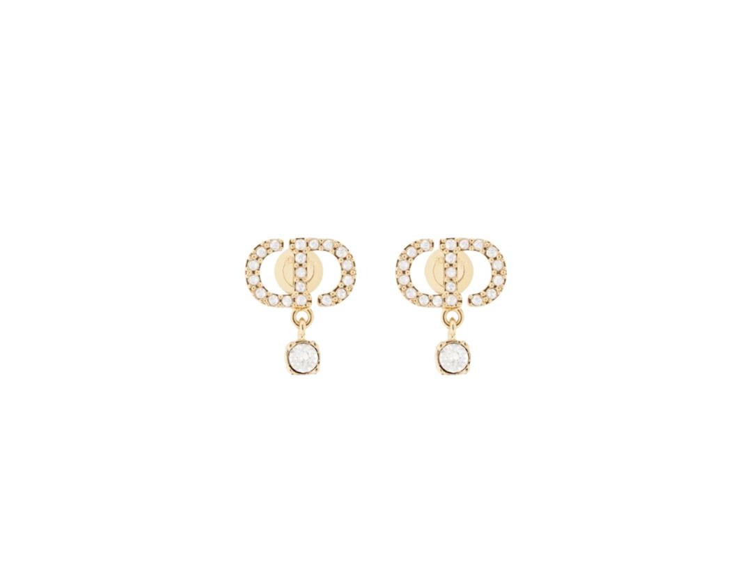 Dior Dior Petit CD Earrings Gold Crystal White