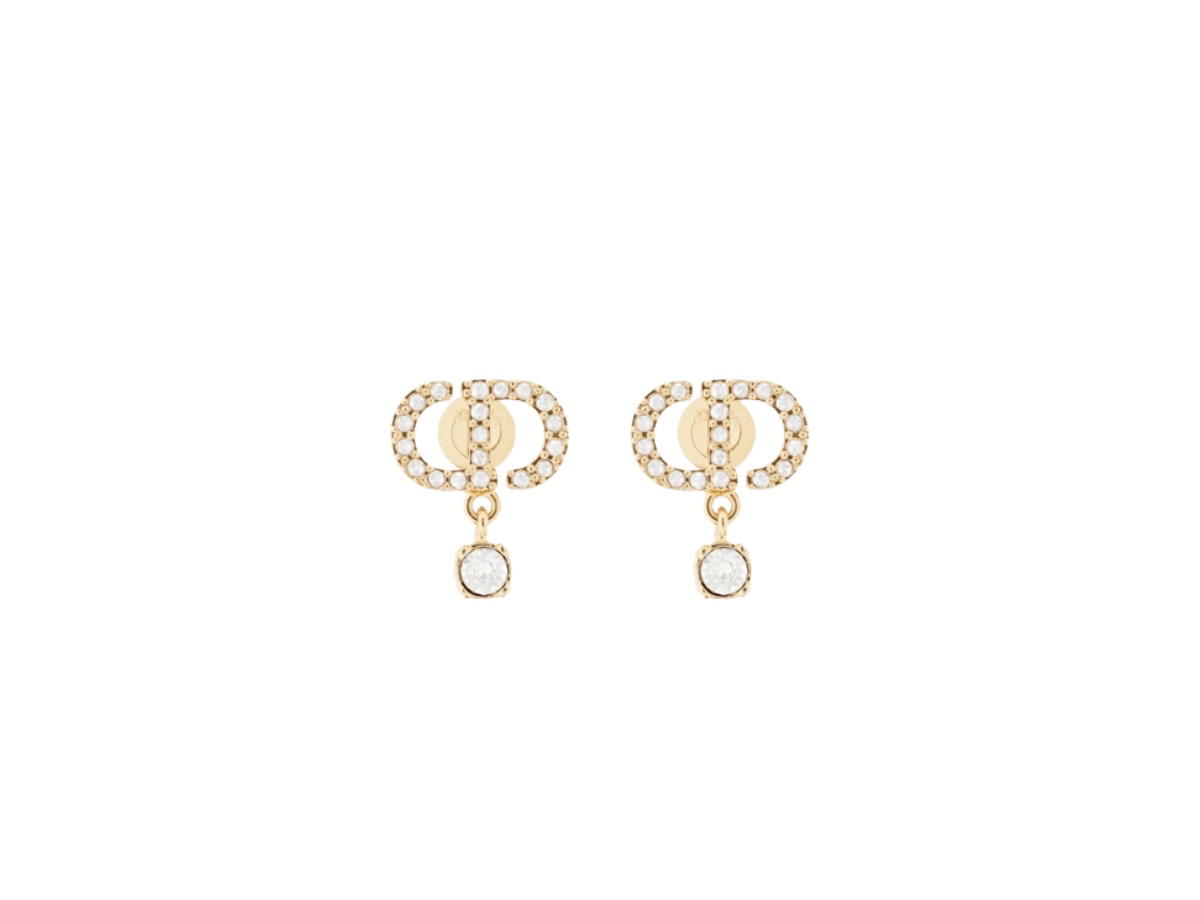 Dior Dior Petit CD Earrings Gold Crystal White