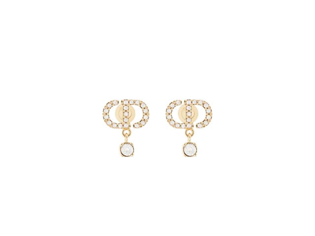 Dior Dior Petit CD Earrings Gold Crystal White - view 1
