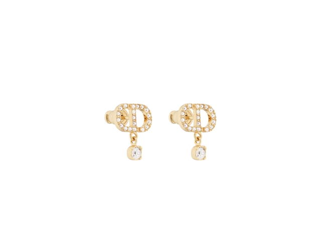 Dior Dior Petit CD Earrings Gold Crystal White - view 2