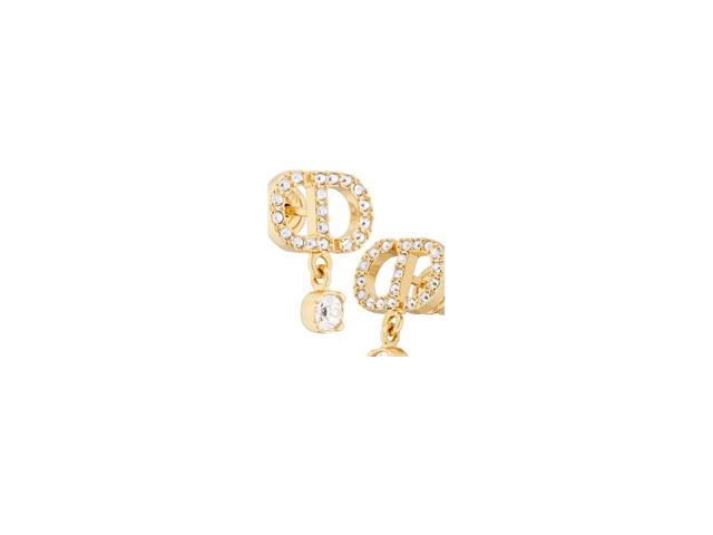 Dior Dior Petit CD Earrings Gold Crystal White - view 4