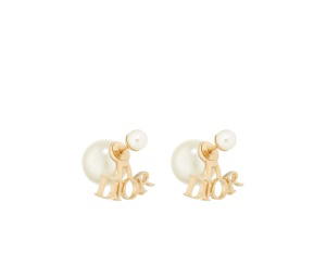 Buy Dior Tribales Earrings Gold Finish Metal and White Resin Pearls at Sasom – Authentic and Ready to Ship