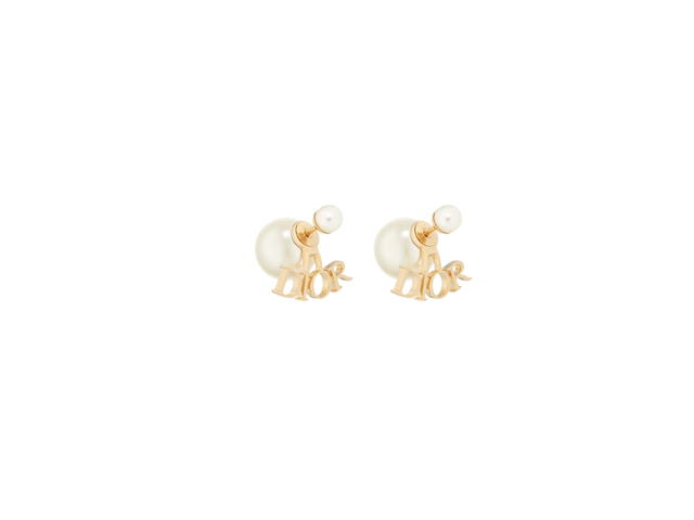 Dior Dior Tribales Earrings Gold Finish Metal and White Resin Pearls - view 1
