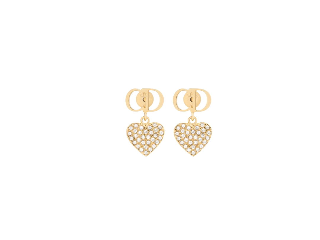 Dior Dior Clair D Lune Earrings Gold Finish Metal and Silver-Tone Crystals