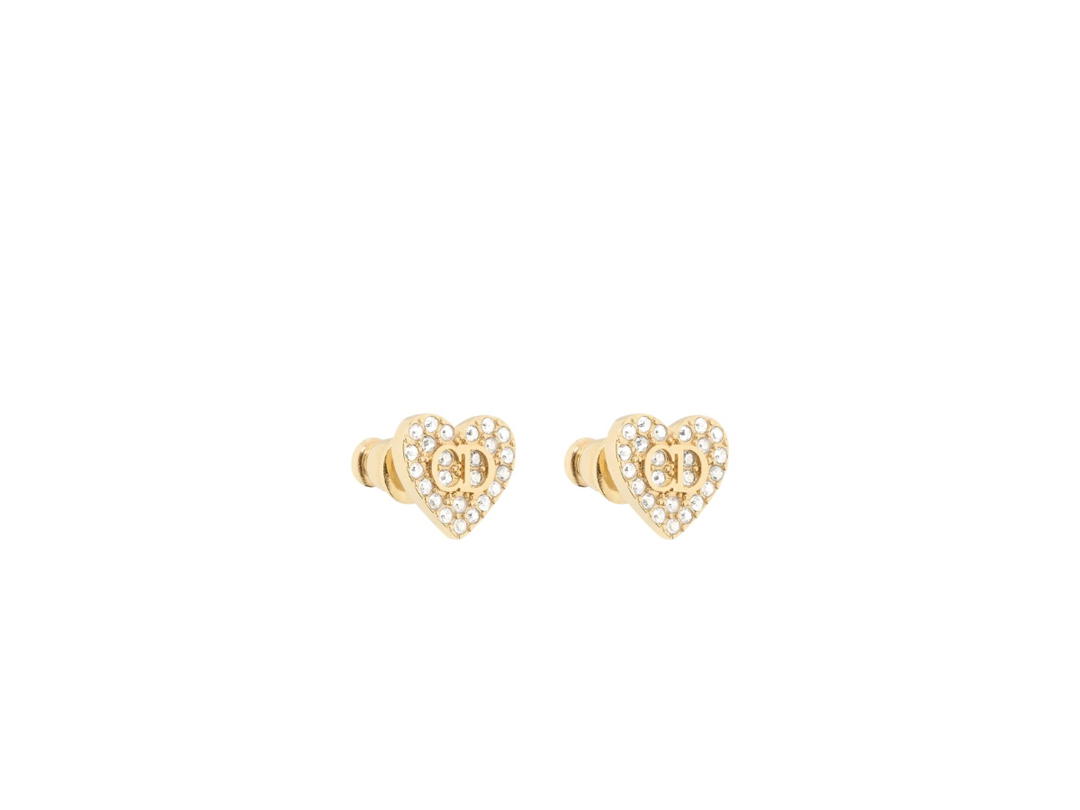 Dior Dior Clair D Lune Stud Earrings Gold-Finish Metal and Silver-Tone Crystals
