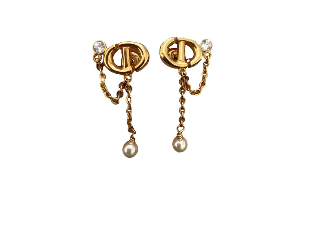 Dior Dior CD Navy Earrings Gold