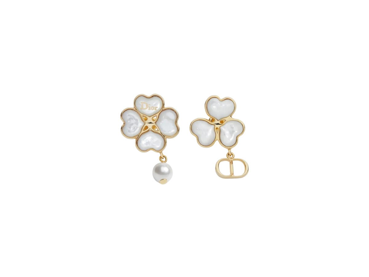 Dior Dior Sparkling Clover Earrings Gold And Mother-Of-Pearl
