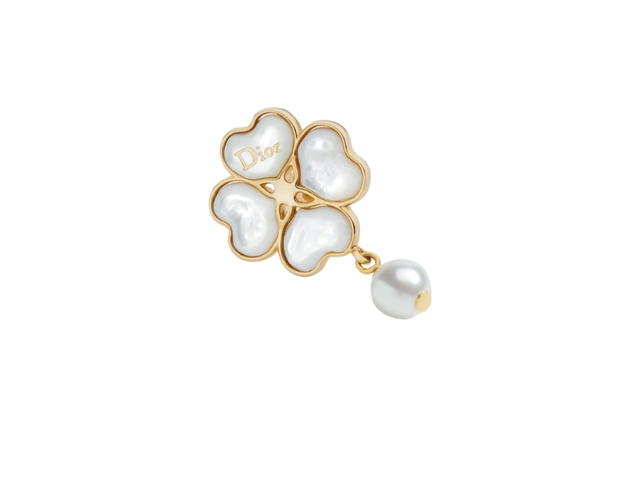 Dior Dior Sparkling Clover Earrings Gold And Mother-Of-Pearl - view 3