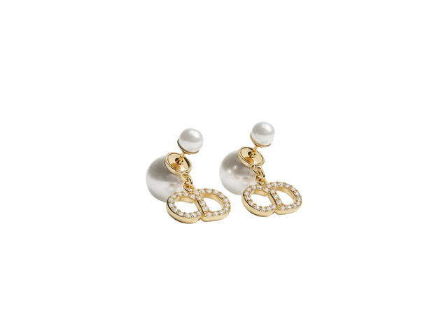 Dior Dior Tribales Earrings Gold White Resin Pearls And Crystals - view 1