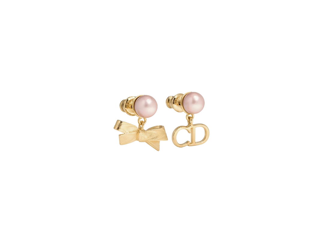 Dior Dior CD Bow Earrings Gold-Finish Pink
