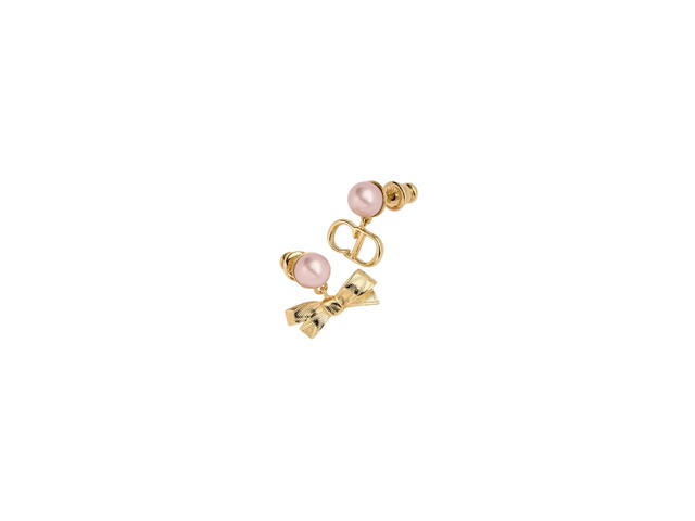 Dior Dior CD Bow Earrings Gold-Finish Pink - view 2