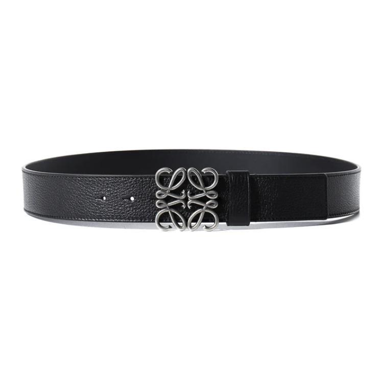 Loewe Loewe Calfskin Leather Belts Men's Black Width 4CM