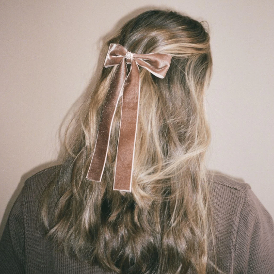 EMI JAY THAILAND EMI JAY Iconic Velvet Bow Barrette in Mocha Mousse - view 2