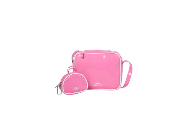Emis Emis Enamel Shoulder Bag With Coin Purse Set-Pink - view 4