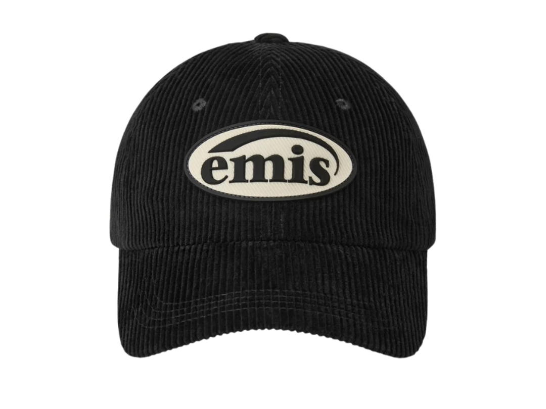 Emis Emis Rubber Patch Corduroy Ball Cap Black