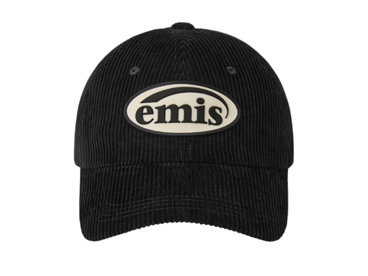 Emis Emis Rubber Patch Corduroy Ball Cap Black
